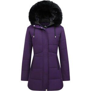 Women's Winter Puffer Coat Jacket Waterproof Purple